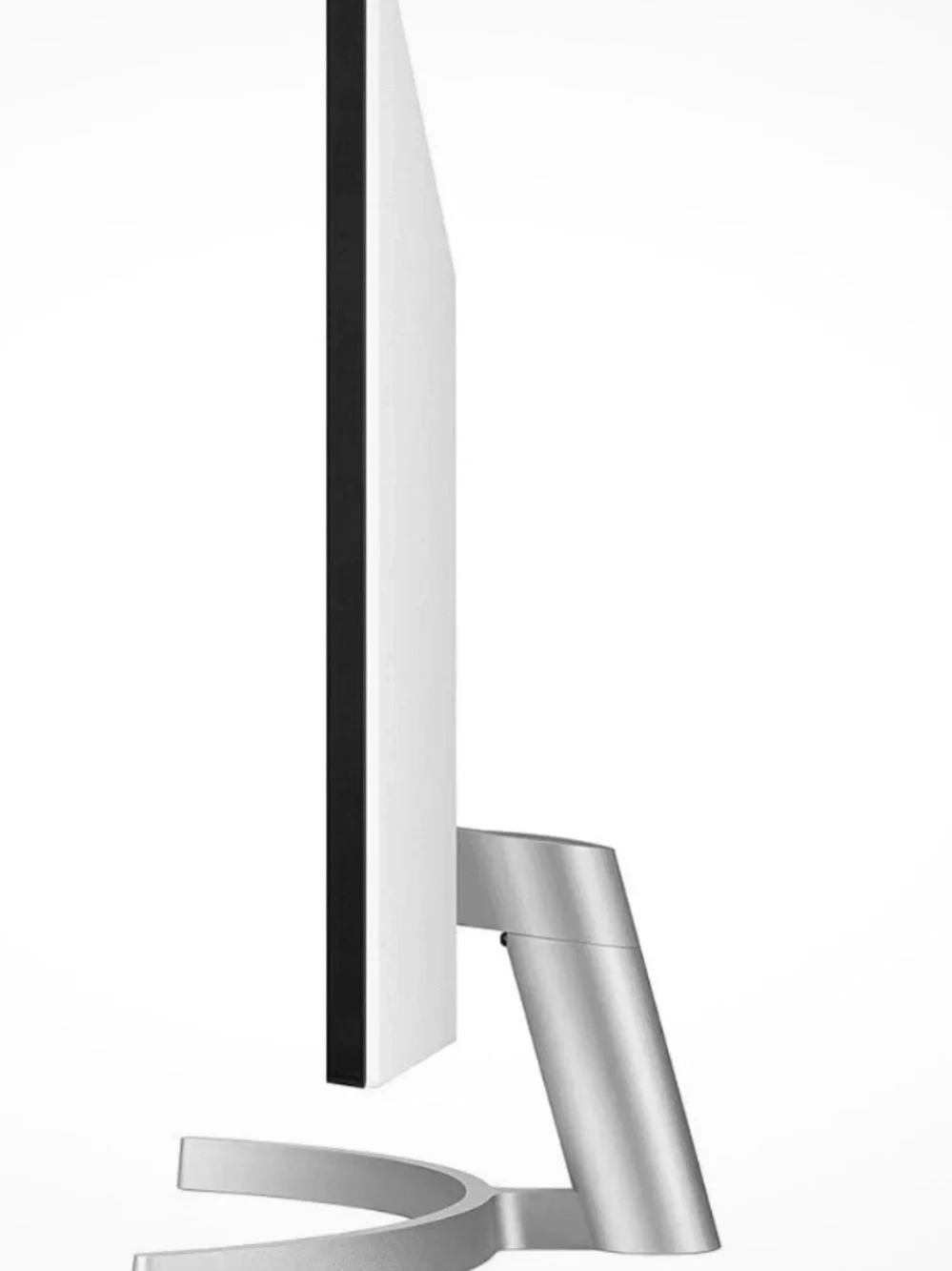 LG White Monitor with Silver Curved Stand